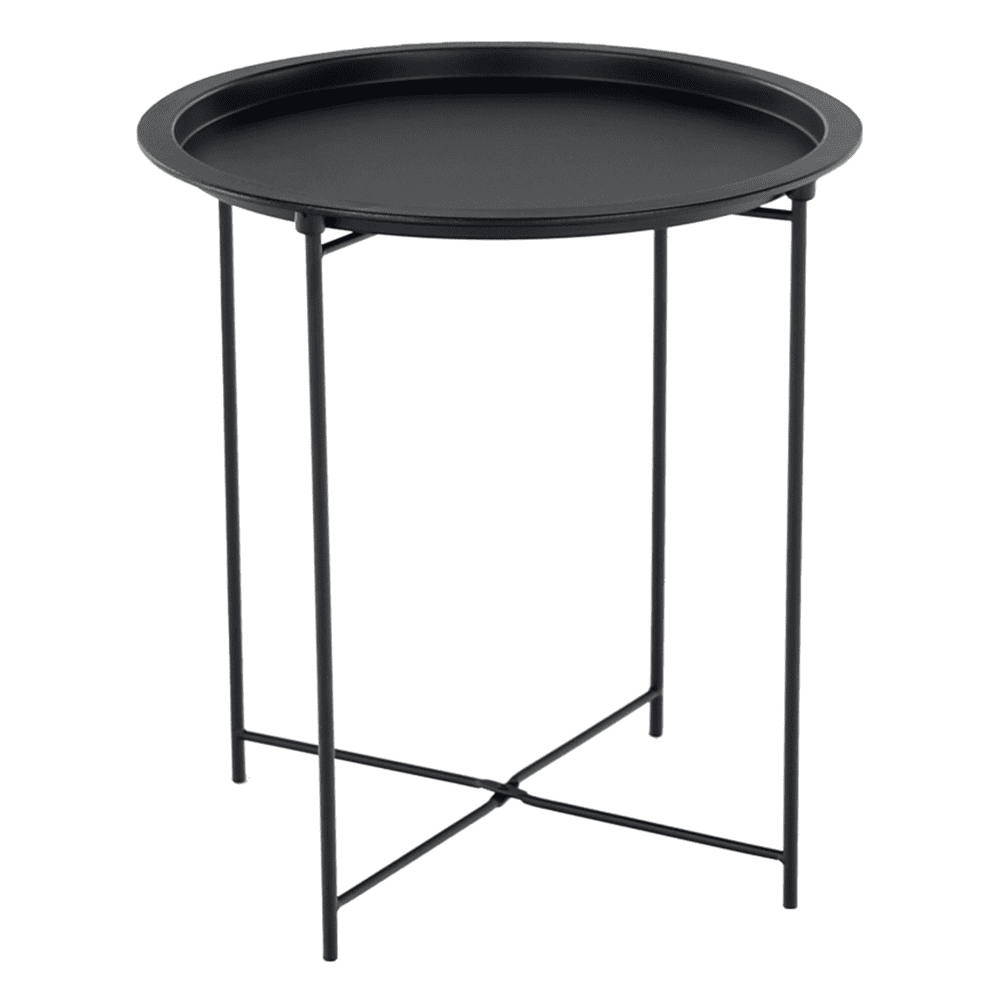 KONDELA Príručný stolík s odnímateľnou táckou, čierna, RENDER